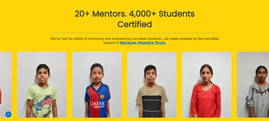 Screenshot of a charity homepage highlighting a mission statement and recent results.