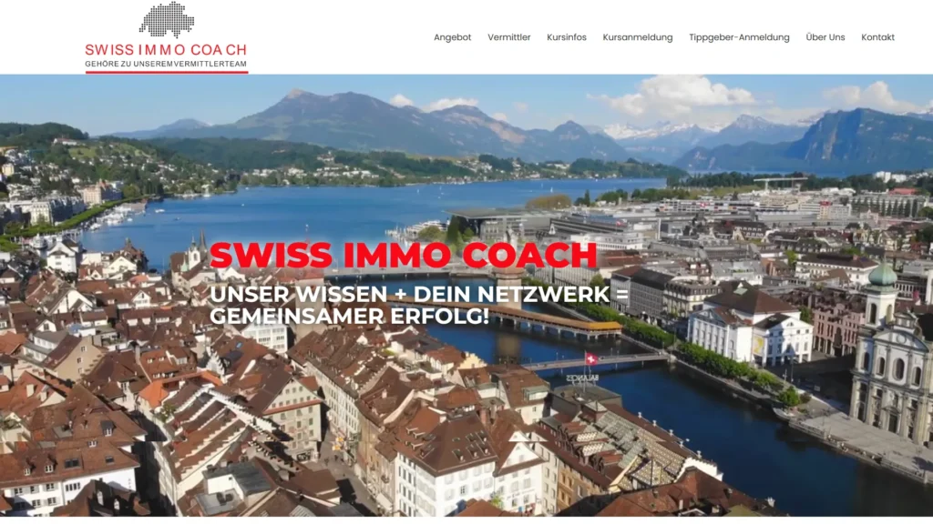 Hero section image showcasing Swiss Immo Coach's website which clearly explains their motive