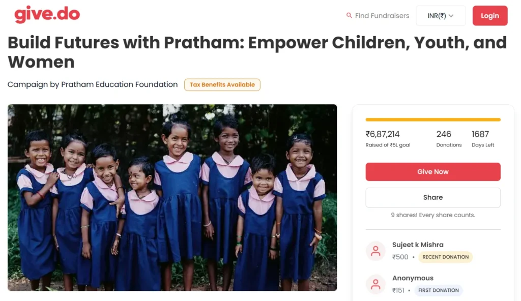Donation page with payment options and "Join Us as Volunteer" form.