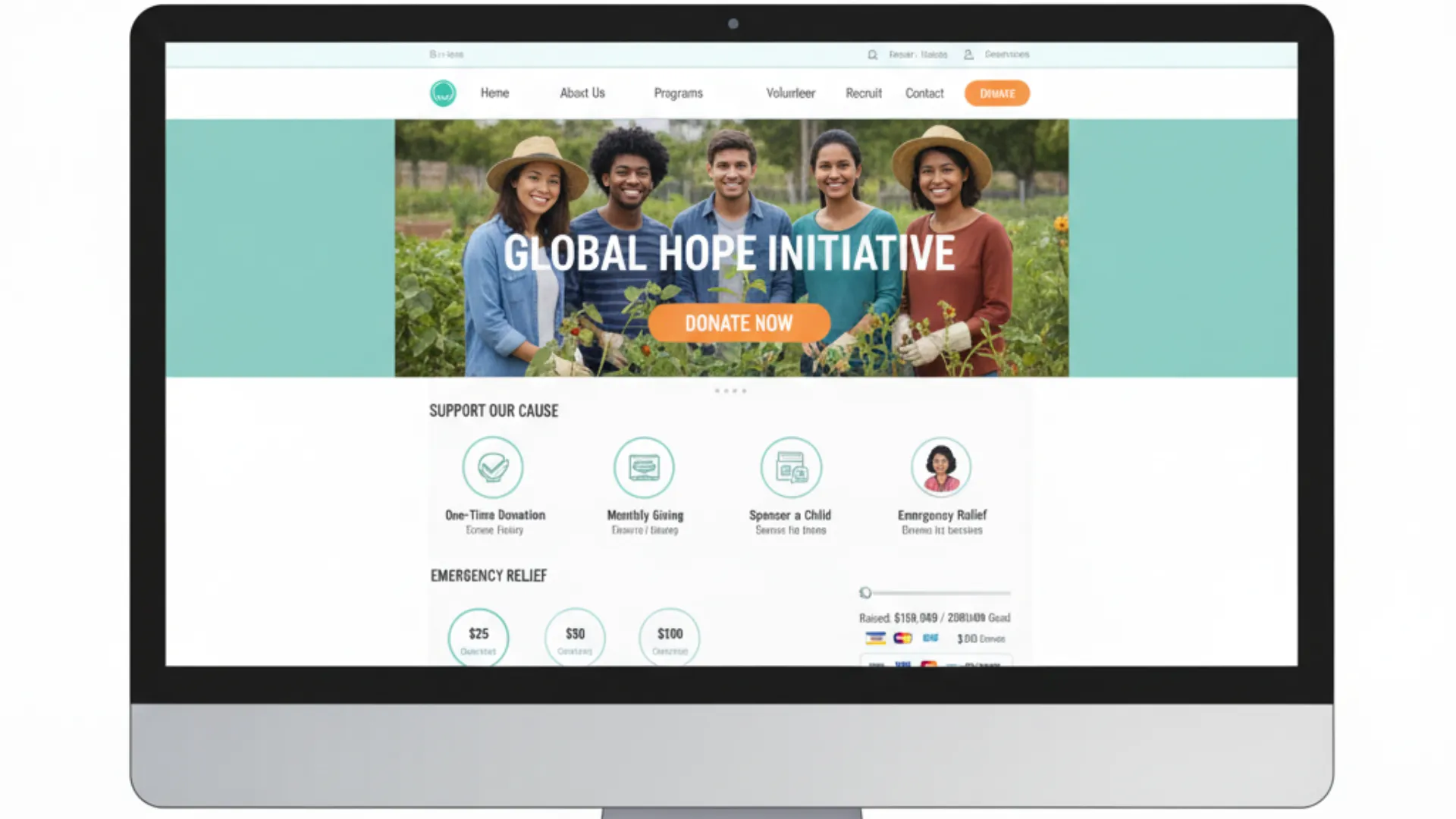 NGO website home page showing mission and donation options.”