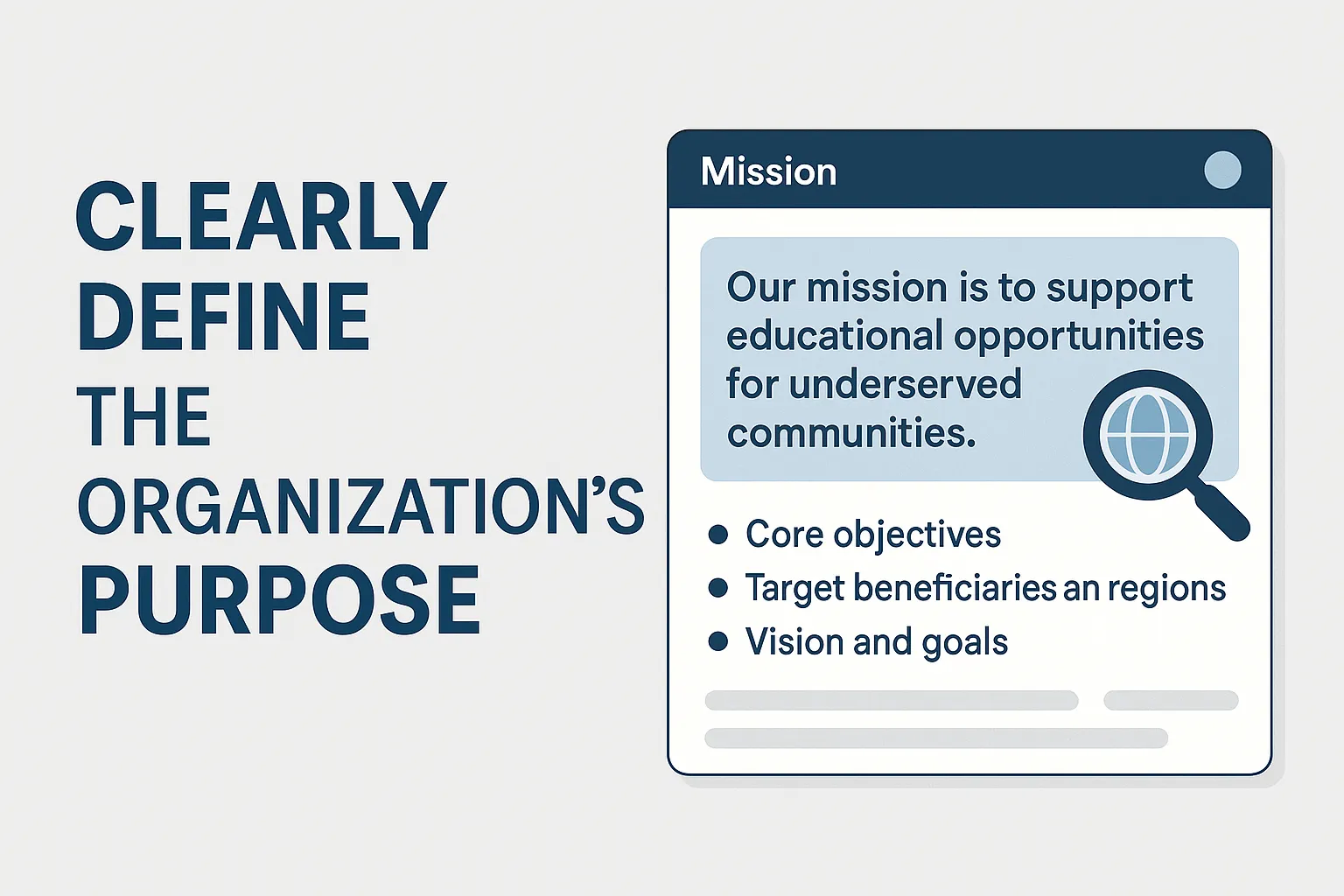 Clearly define the organization purpose